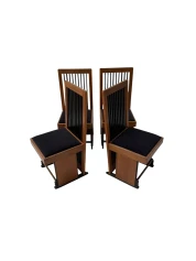 Four Art Deco Modernist High Back Dining Chairs by Architect Caspers, 1920s